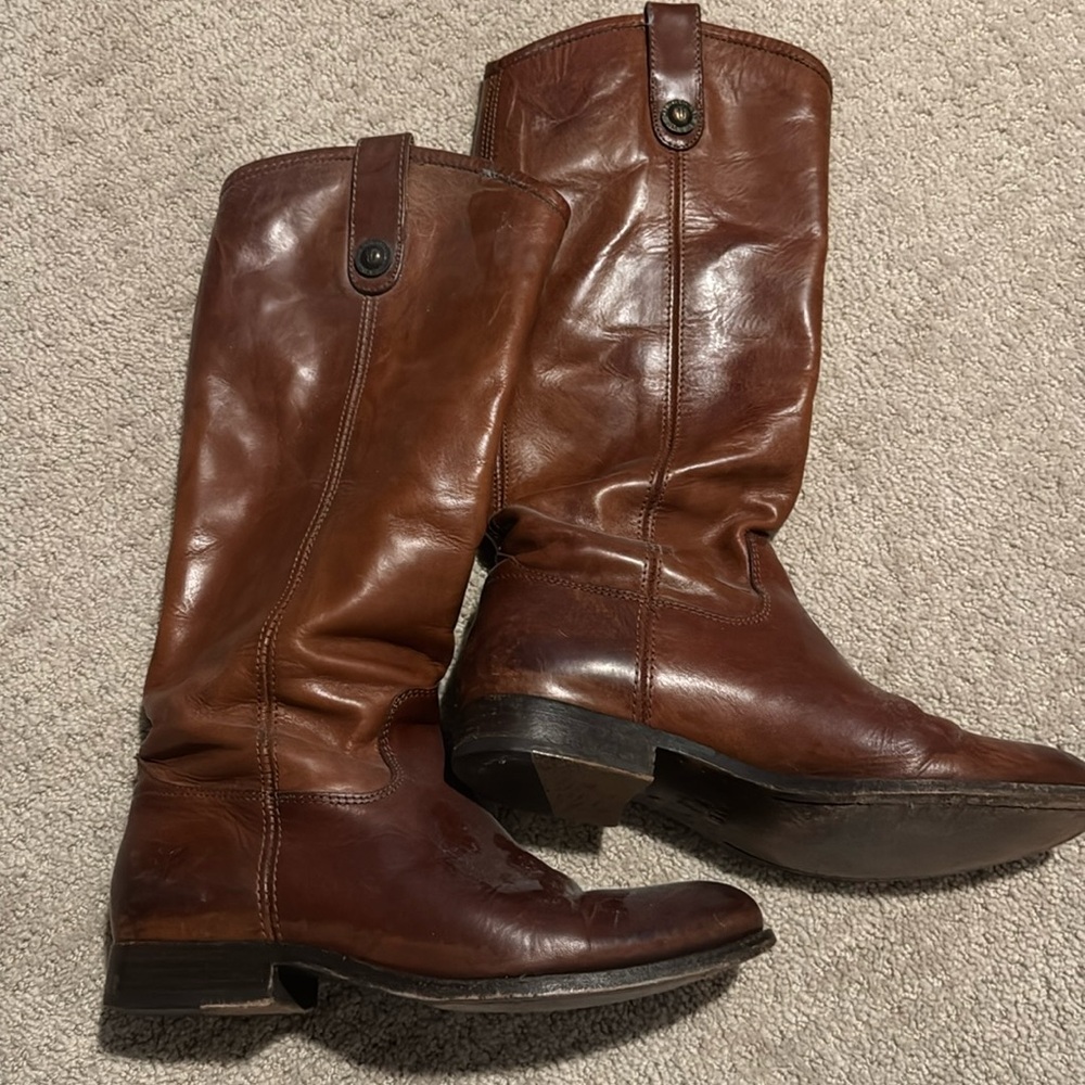 Frye Melissa leather boots cognac